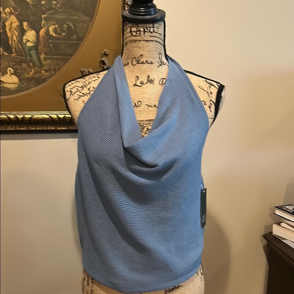 Blue Halter Sweater Tank Top